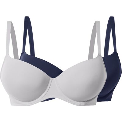 esmara Set van 2 BH's - Plus size (Donkerblauw/grijs, 85D) esmara Set van 2 BH's - Plus size (Donkerblauw/grijs, 85D)