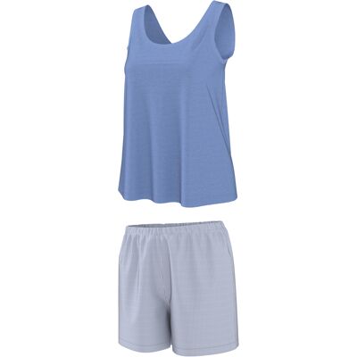 esmara Korte dames pyjama met linnen (Blauw, L (44/46)) esmara Korte dames pyjama met linnen (Blauw, L (44/46))