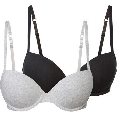 esmara 2 dames beugel BH's (Zwart/grijs, 85B) esmara 2 dames beugel BH's (Zwart/grijs, 85B)