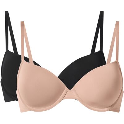esmara Set van 2 dames beugel-bh's (Zwart/beige, 85B) esmara Set van 2 dames beugel-bh's (Zwart/beige, 85B)