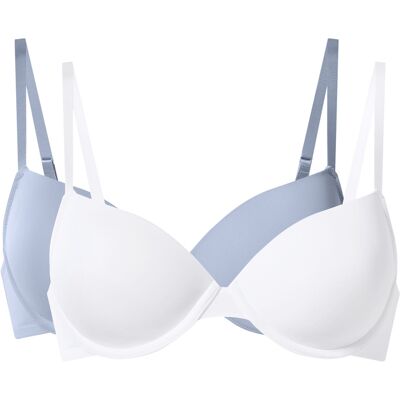 esmara Set van 2 dames beugel-bh's (Blauw/wit, 75B) esmara Set van 2 dames beugel-bh's (Blauw/wit, 75B)