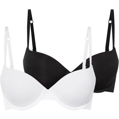 esmara 2 dames push-up BH's (Zwart/wit, 85D) esmara 2 dames push-up BH's (Zwart/wit, 85D)