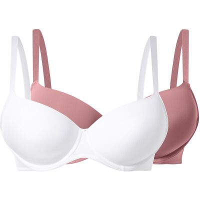 esmara Set van 2 BH's - Plus size (roze/wit, 85D) esmara Set van 2 BH's - Plus size (roze/wit, 85D)