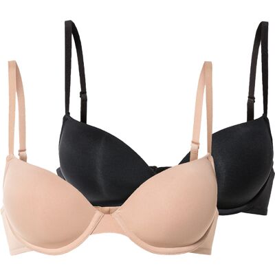 esmara 2 dames beugel bh's (75B, Zwart/beige) esmara 2 dames beugel bh's (75B, Zwart/beige)