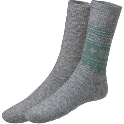 LIVERGY 2 paar heren thermosokken (39-42, Grijs/groen) LIVERGY 2 paar heren thermosokken (39-42, Grijs/groen)