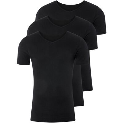 LIVERGY Herensinglets fijn rib, 3-pack (V-hals, Zwart, S) LIVERGY Herensinglets fijn rib, 3-pack (V-hals, Zwart, S)
