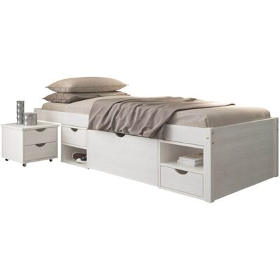Inter Link Bedframe Claas of Till inclusief 2 nachtkastjes en lattenbodem (Wit - Tot, 90 x 200 cm) Inter Link Bedframe Claas of Till inclusief 2 nachtkastjes en lattenbodem (Wit - Tot, 90 x 200 cm)