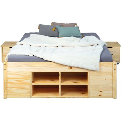 Inter Link Bedframe Claas of Till inclusief 2 nachtkastjes en lattenbodem (Natuur - Claas, 180 x 200 cm) Inter Link Bedframe Claas of Till inclusief 2 nachtkastjes en lattenbodem (Natuur - Claas, 180 x 200 cm)