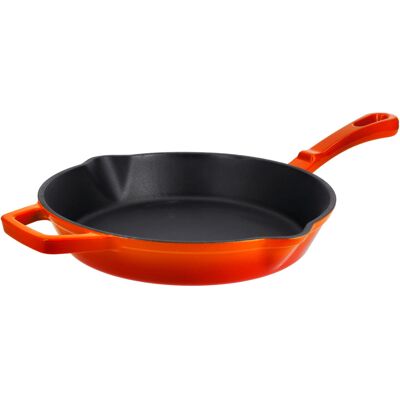 SILVERCREST Gietijzeren grillpan of koekenpan (Rond, Oranje) SILVERCREST Gietijzeren grillpan of koekenpan (Rond, Oranje)
