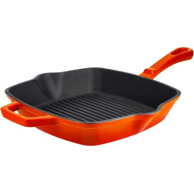 SILVERCREST Gietijzeren grillpan of koekenpan (Vierkant, Oranje) SILVERCREST Gietijzeren grillpan of koekenpan (Vierkant, Oranje)