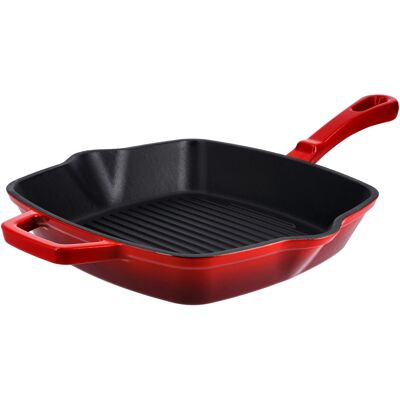 SILVERCREST Gietijzeren grillpan of koekenpan (Vierkant, Rood) SILVERCREST Gietijzeren grillpan of koekenpan (Vierkant, Rood)