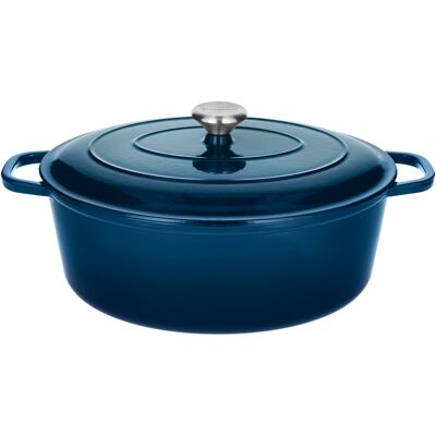 SILVERCREST Premium gietijzeren braadpan, ca. 7,1 l. (Blauw) SILVERCREST Premium gietijzeren braadpan, ca. 7,1 l. (Blauw)