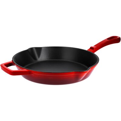 SILVERCREST Gietijzeren grillpan of koekenpan (Rond, Rood) SILVERCREST Gietijzeren grillpan of koekenpan (Rond, Rood)