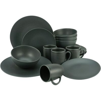 CreaTable Soft Touch Black - 16-delig Servies voor 4 - Modern mat ontwerp CreaTable Soft Touch Black - 16-delig Servies voor 4 - Modern mat ontwerp
