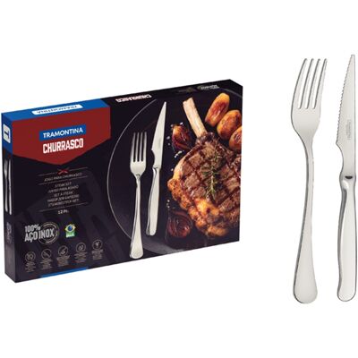 TRAMONTINA RVS steak bestekset Zurique Spanish, 12-delig TRAMONTINA RVS steak bestekset Zurique Spanish, 12-delig