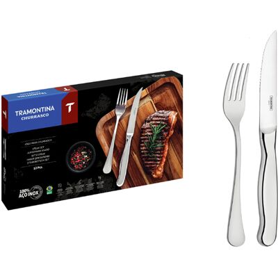 TRAMONTINA RVS steak bestekset Zurique, 12-delig TRAMONTINA RVS steak bestekset Zurique, 12-delig