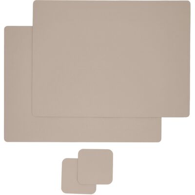 LIVARNO Placemats en onderzetters, 4-delig, omkeerbaar beige/grijs (Rechthoekig) LIVARNO Placemats en onderzetters, 4-delig, omkeerbaar beige/grijs (Rechthoekig)
