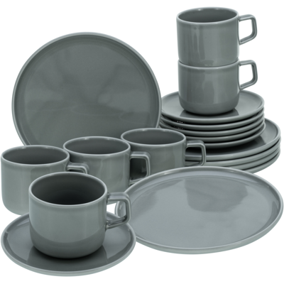 CREATABLE Chef Collection Grijs 16-delig Porseleinen Koffieservice - Voor 6 Personen CREATABLE Chef Collection Grijs 16-delig Porseleinen Koffieservice - Voor 6 Personen