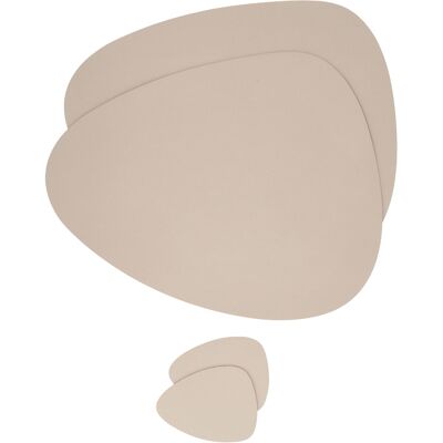 LIVARNO Placemats en onderzetters, 4-delig, omkeerbaar beige/grijs (Ovaal) LIVARNO Placemats en onderzetters, 4-delig, omkeerbaar beige/grijs (Ovaal)
