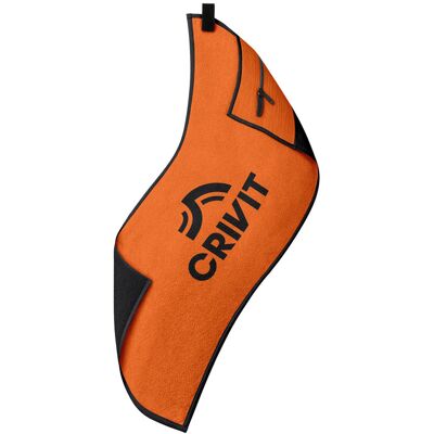 CRIVIT Sporthanddoek, 90 x 40 cm, met magneetclip en telefoonvak (Oranje) CRIVIT Sporthanddoek, 90 x 40 cm, met magneetclip en telefoonvak (Oranje)