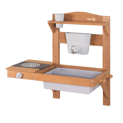 ROBA Houten speelgoed keuken om op te hangen (65x36x65, Teak) ROBA Houten speelgoed keuken om op te hangen (65x36x65, Teak)