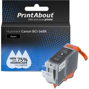 PrintAbout huismerk Inktcartridge BCI-3eBK Zwart Geschikt voor Canon