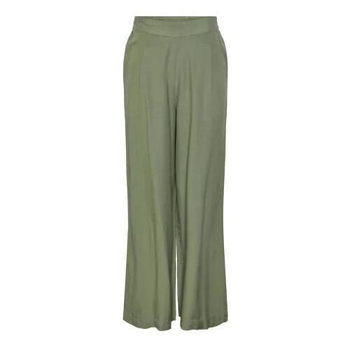 PIECES high waist wide leg pantalon PCMINIDI groen L Dames