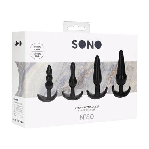 Sono 4-delige Buttplug Set voor Anaal Plezier - Zwart 000