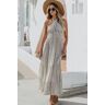 Boho crossover halter maxi-jurk Gebroken wit/ivoor L