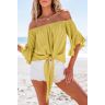 Canarische off-shoulder stropdasblouse Geel S