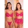 Roze hart kant & ruches lingerieset Fuschia M