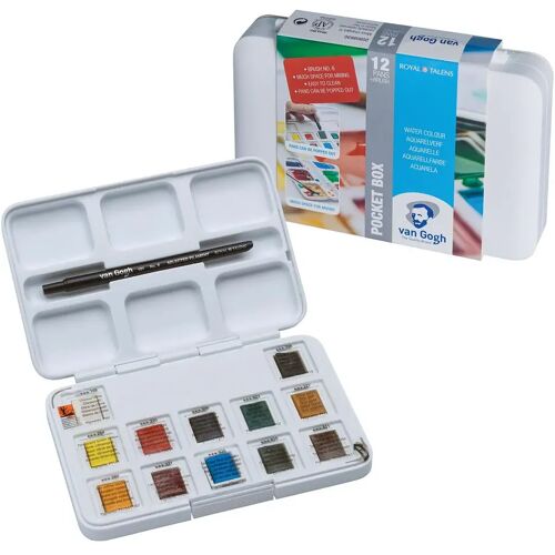 Van Gogh aquarelverf, pocket box met 12 halve napjes