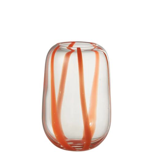 J-Line Vaas Pop Art Lijnen Glas Oranje Large