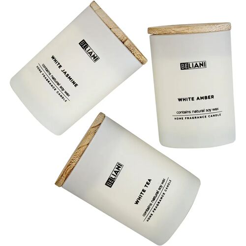 Beliani SIMPLICITY - Geurkaars set - Amber/Witte thee/Jasmijn - Soja wax