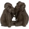 J-Line Olifant Koppel decoratie - beeld&figuren - polyresin - donkerbruin - woonaccessoires