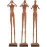 J-Line decoratie Figuur Horen/Zien/Zwijgen - polyresin - trracotta - 3 stuks