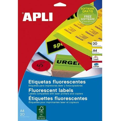 16606 Stickers/etiketten Apli Geel 38,1 x 21,2 mm 20 Lakens