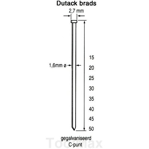 Dutack 1.6mm brads 15mm 2000 stuks - 5138029