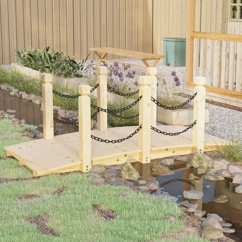 vidaXL Tuinbrug met kettingrails 150x67x56 cm massief vurenhout