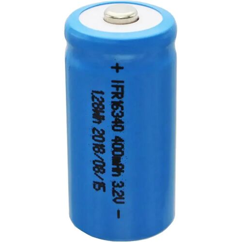 EIZfan IFR 16340 - 400 mAh 3,2 V LiFePo4 batterijknop bovenkant onbeschermd, 16,55 x 34,6 mm