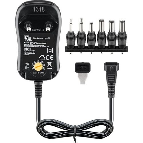 Goobay 3 V - 12 V universele voeding incl. 6 DC adapters - max. 12 W en 1 A