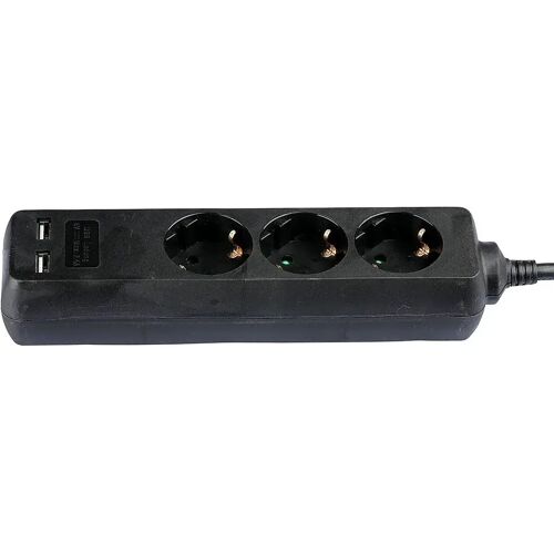 V-TAC VT-1125-2 3 Wegs verlengstekkerdozen - Zwart - USB - IP20 - 1,5 m draad