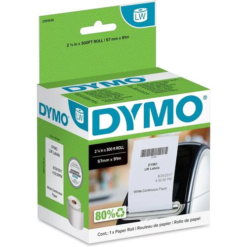 Dymo doorlopende labelrol LabelWriter, wit, ft 57 mm x 91 m