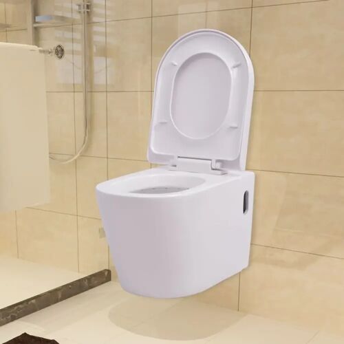 vidaXL Hangend toilet keramiek wit