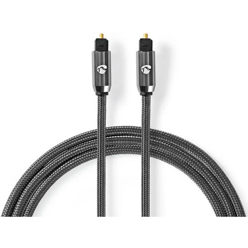 Digitale Audiokabel TosLink Male - TosLink Male Gun Metal Grey Gevlochten Kabel Nedis