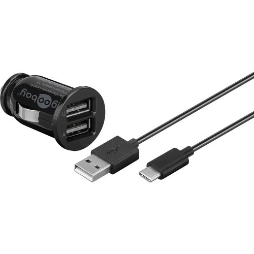 Goobay USB Type-C autolader set (12W / 2.4A) autolader adapter en USB Type-C kabel 1,0m (zwart)