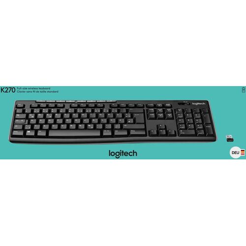 Logitech Keyboard K270, Wireless, Unifying, zwart DE, detailhandel