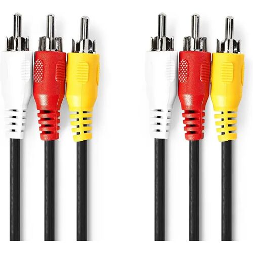 Composiet Videokabel 3x RCA Male - 3x RCA Male 10 m Zwart Nedis