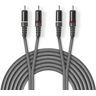 Stereo audiokabel 2x RCA male - 2x RCA male 1,5 m Grijs Nedis