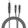 Stereo audiokabel 3,5 mm male - 2x RCA male 5,0 m Grijs Nedis